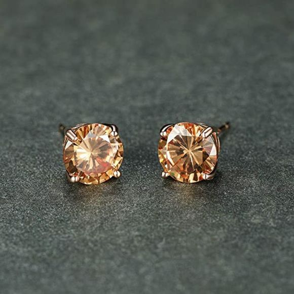 Jewelry - Rose Gold Stud Earrings, 925 Sterling Silver Stud